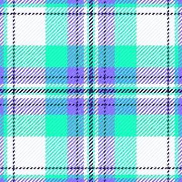 Seamless plaid pattern in vibrant turquoise, violet, and white. This modern t Stock Illustration
