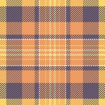 Seamless plaid pattern in warm orange, golden yellow, deep purple, and white. Ilustração Stock