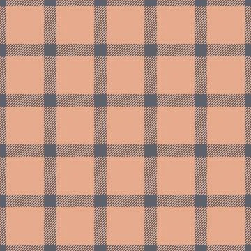 Seamless plaid pattern in warm peach and cool gray. Classic checkered design, Stock Illustration