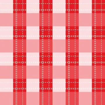 Seamless plaid pattern in white, red and white stripes. Checkered texture for Stock Illustration