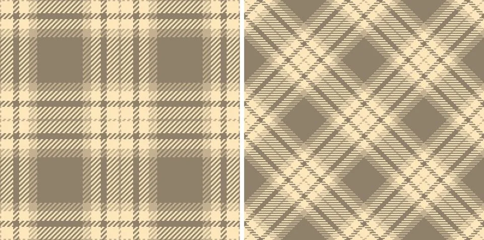 Seamless plaid patterns, warm neutral tones. Classic textile designs, great f Stock Illustration