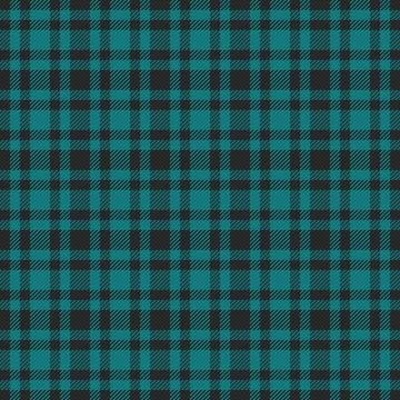 This seamless plaid tartan pattern features a sophisticated teal and dark gre Stock Illustration