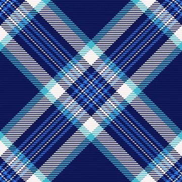 A seamless plaid tartan pattern featuring diagonal crisscross lines in blue,  Stock Illustration