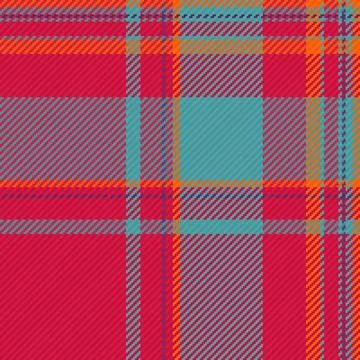 A seamless plaid tartan pattern featuring bold red, teal, and orange stripes  Stock Illustration