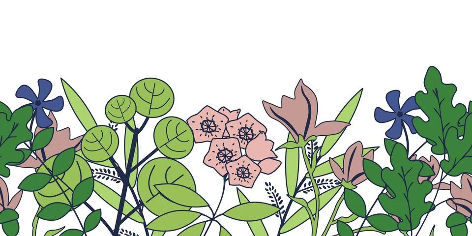 Seamless plants background Stock Illustration