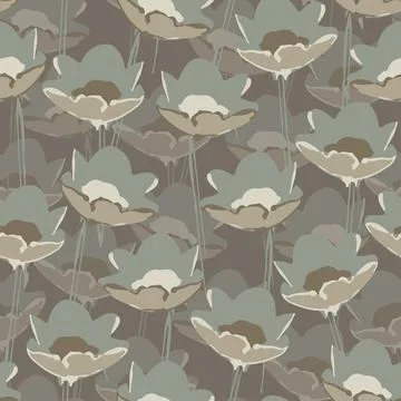 Seamless plants pattern background with abstract wildflowers , greeting card  Stock Illustration