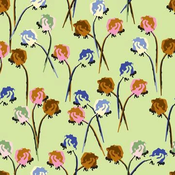 Seamless plants pattern background with  abstract rose , greeting card or fab Stock Illustration