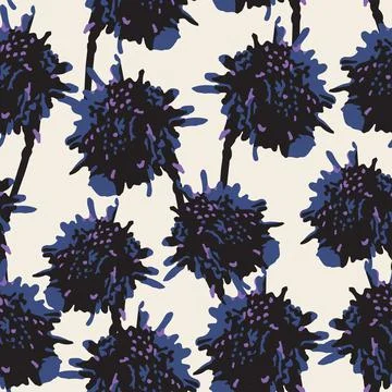 Seamless plants pattern background with abstract flowers , greeting card or f Stock Illustration