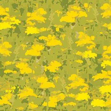 Seamless plants pattern background with abstract yellow flowerfield , greetin Stock Illustration