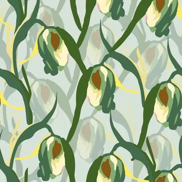 Seamless plants pattern background with abstract wildflowers , greeting card  Stock Illustration