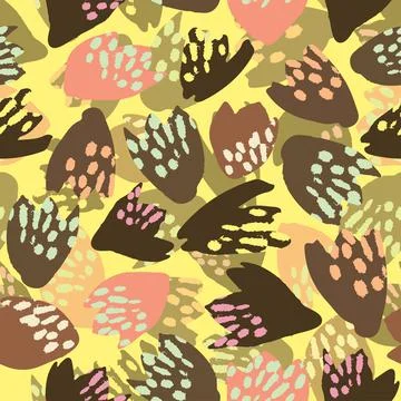 Seamless plants pattern background with abstract flowers stamp , greeting car Stock Illustration