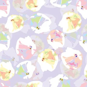 Seamless plants pattern background with abstract pastel flowers , greeting ca Stock Illustration