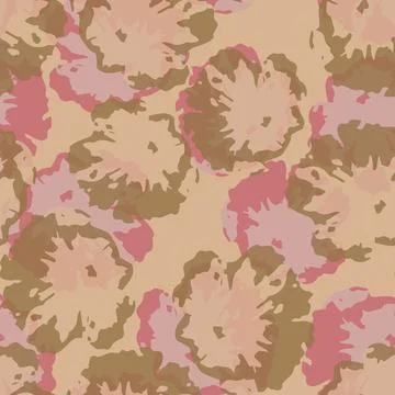 Seamless plants pattern background with abstract pink and brown flowers , gre Stock Illustration