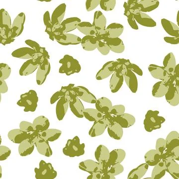 Seamless plants pattern background with abstract  flower stamp , greeting car Stock Illustration