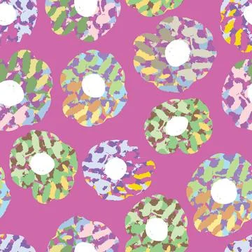 Seamless plants pattern background colourful flowers  paint brushed , greetin Stock Illustration