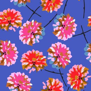 Seamless plants pattern background with colourful layers flowers , greeting c 스톡 일러스트