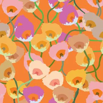 Seamless plants pattern background with colourful flowering vines , greeting  Stock Illustration