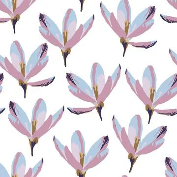 Seamless plants pattern background with colourful petal flowers , greeting ca Stock Illustration