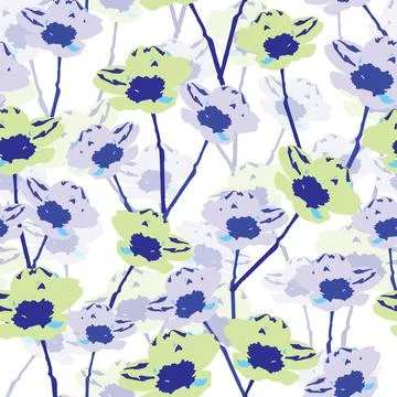 Seamless plants pattern background with cute flowering vines , greeting card  Stock Illustration