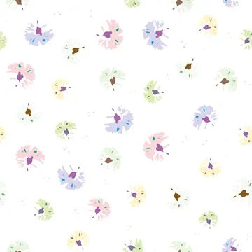 Seamless plants pattern background with cute tiny flowers , greeting card or  Stock Illustration