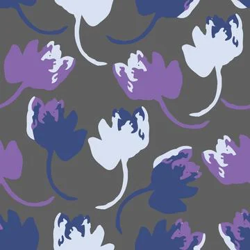 Seamless plants pattern background doodle hand drawn flowers , greeting card  Stock Illustration