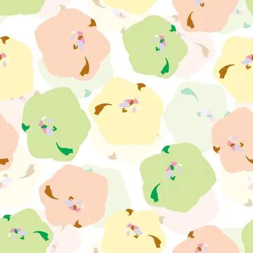 Seamless plants pattern background with doodle flowes , greeting card or fabr Stock Illustration