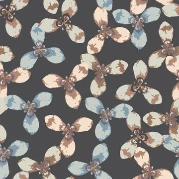 Seamless plants pattern background with doodle orchids , greeting card or fab Stock Illustration