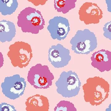 Seamless plants pattern background with  doodle flowers , greeting card or fa Stock Illustration