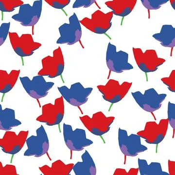 Seamless plants pattern background with doodle hand drawn flowers , greeting  Stock Illustration