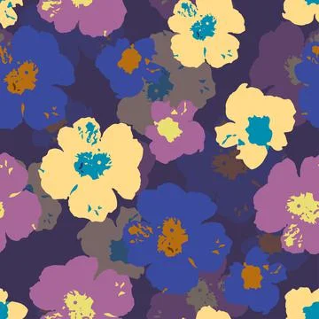 Seamless plants pattern background with doodle cute flowers , greeting card o Stock Illustration