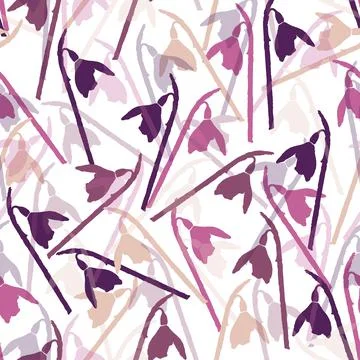 Seamless plants pattern background with doodle pink flowers , greeting card o Stock Illustration