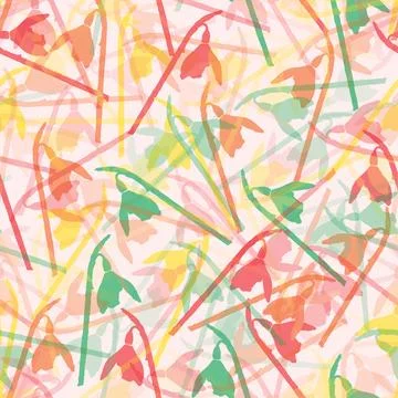 Seamless plants pattern background with doodle multicolour flowers , greeting Stock Illustration
