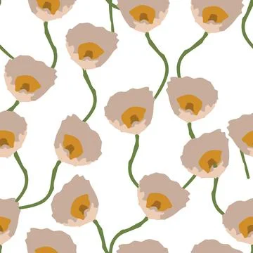 Seamless plants pattern background with flowering vines , greeting card or fa Stock Illustration