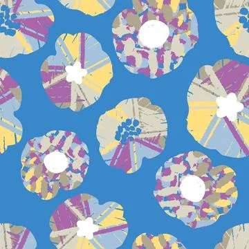 Seamless plants pattern background flowers  paint brushed , greeting card or  Stock Illustration