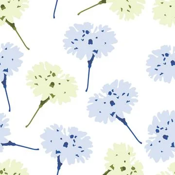 Seamless plants pattern background with fluffy flowers , greeting card or fab Stock Illustration