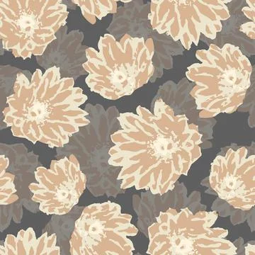 Seamless plants pattern background with hand drawn flowers , greeting card or Illustrazione stock