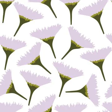 Seamless plants pattern background with hand drawn pink flowers , greeting ca Stock Illustration
