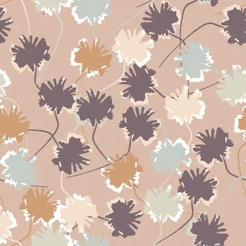 Seamless plants pattern background with little monochrome flowers , greeting  Illustrazione stock