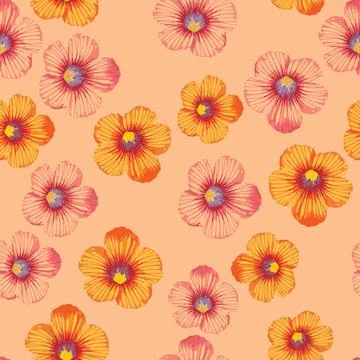 Seamless plants pattern background with little flowers , greeting card or fab Stock Illustration