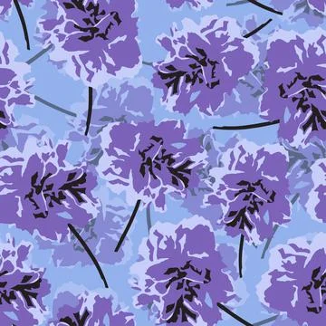 Seamless plants pattern background mixed hand drawn flowers , greeting card o Stock Illustration