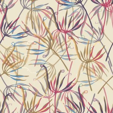 Seamless plants pattern background with mixed flower carpel , greeting card o Stock Illustration