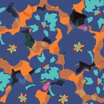 Seamless plants pattern background with mixed abstract flowers , greeting car Stock Illustration