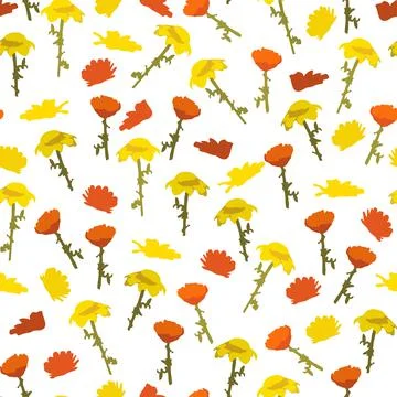 Seamless plants pattern background with mixed little flowers , greeting card  Stock Illustration