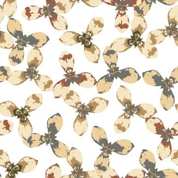 Seamless plants pattern background with mixed orchids , greeting card or fabr Stock Illustration