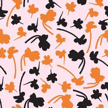 Seamless plants pattern background with mixed little flowers , greeting card  Stock Illustration