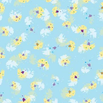 Seamless plants pattern background with mixed cute little flowers , greeting  Stock Illustration