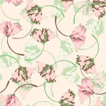 Seamless plants pattern background with mixed abstract  leaves , greeting car Stock Illustration