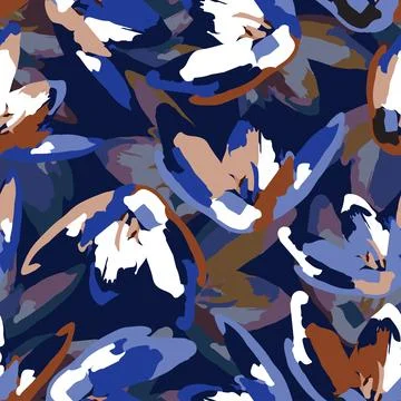 Seamless plants pattern background with mixed multicolour flowers , greeting  Stock Illustration