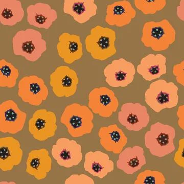 Seamless plants pattern background with mixed tiny flowers , greeting card or Stock Illustration