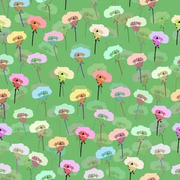 Seamless plants pattern background with mixed tiny colourful flowers , greeti Stock Illustration